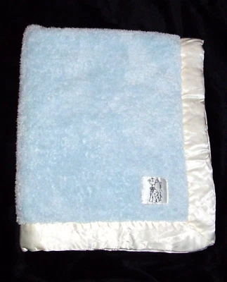 Manta de bebé Little Giraffe azul chenilla poli microfibra blanco ribete satinado 29x33 Foto 1 de 3