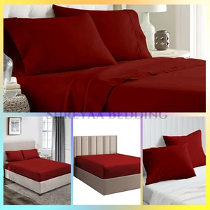 1000TC OR 1200TC Ultimate Deep Wall Sheets Collection AU Sizes Burgundy Solid - Foto 1 di 20