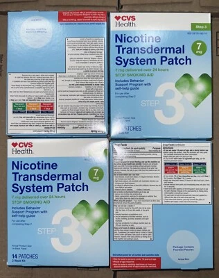 Lote De 7 Parches Sistema Transdérmico Nicotina Paso 3 7mg 14 Parches 02/25 Fecha Foto 1 de 4