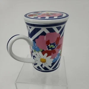Vera Bradley Summer Cottage Porcelain Coffee Tea Mug Cup Floral with Cover Lid - Picture 1 of 12