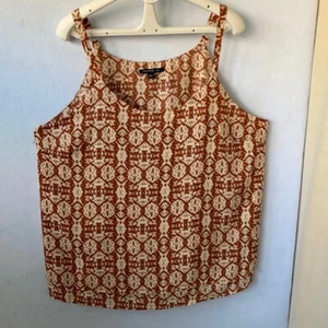 Zac & Rachel Cream/Brown Print Sleeveless Tank, Size 3XL - Picture 1 of 10