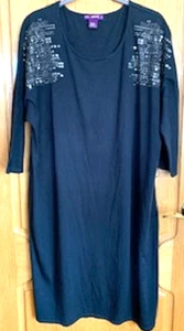 Libby donna. Edelman Pullover Abito Misto Cotone Grigio Scuro Con Perline Tg:XL - Foto 1 di 5