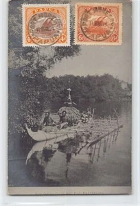 Papua New Guinea - Ghost dancer carried in pirogue - REAL PHOTO - Publ. unknown - Picture 1 of 2