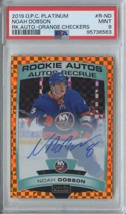 2019-20 OPC Platinum Noah Dobson #R-ND Orange Checkers Rookie Auto RC /15 PSA 9 - Picture 1 of 2
