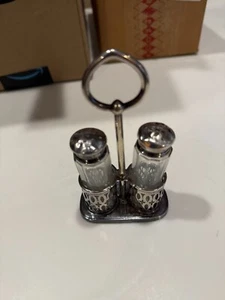 ORNATE GORHAM vintage sterling silver salt and pepper set WITH CADDY - Picture 1 of 5