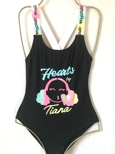 Girls Black Mix GEORGE Hearts By Tiana Swimsuit Age 11-12 Years -X-Back TT Squad - Picture 1 of 2