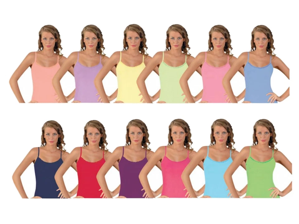 Ladies Vest Top 100% Cotton Daisy Flower Trim Summer Underwear (lot) All Sizes - Image 1 of 1