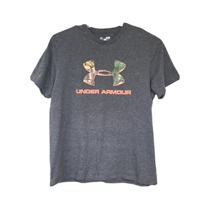 Under Armour T Shirt Size XL Mens Gray Loose Heat Gear Camo Logo - Picture 1 of 6