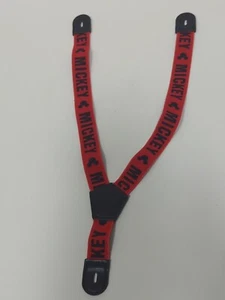 Disney Child Mickey Mouse Suspenders Stretch Leather Red Black Graphic Letters - Picture 1 of 6
