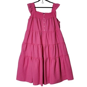 Old Navy Womens Sun Dress Maxi Size 3X Tiered Elastic Bodice Pink Trance - Picture 1 of 11