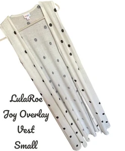 NWT Lularoe Joy Duster Vest- Adorable White  w/Black Polka Dots- Small - Picture 1 of 9