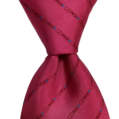 PINEDA COVALIN Men's 100% Silk Necktie MEXICO Luxury CDMX Pink/Red/Blue NEW Rare - Image 1 of 3