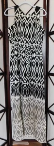 The Limited large Batik Print Drawstring Maxie Dress Black & Cream - Picture 1 of 11