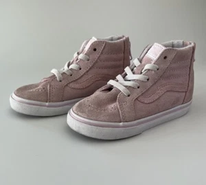 Vans Girls Shoes High Top Pink Glitter Zip Up Sz 8 - Picture 1 of 10