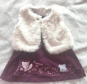 Cute Girls Autum Dress And Fur Gilet Age 6-9 Months GEORGE - Picture 1 of 7