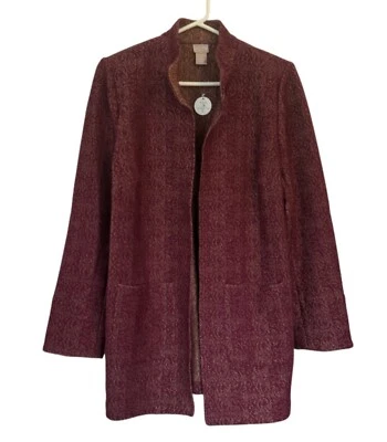 NUEVO CHICO'S Mujer Borgoña y Dorado Estructurado Blazer Chaqueta Talla 0 4 S Ropa de Trabajo Foto 1 de 4