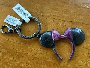 Disney Parks Keychain Mickey Mouse Ears Minnie Yellow Purple Sparkle Bow - Picture 1 of 3