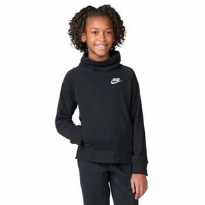 Nike Girl's Sportswear Club Funnel Hoodie Black Medium (10 - 12) - Picture 1 of 4