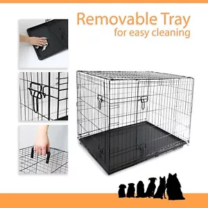 Dog Crate/Cage with Removable Tray Durable, Foldabled with Double Doors - Picture 1 of 37