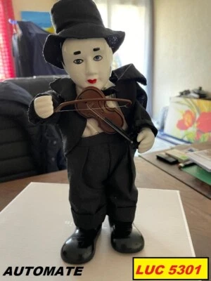 POUPÉE VINTAGE CLOWN AUTOMATE MUSICAL PORCELAINE 28cm - Photo 1/4