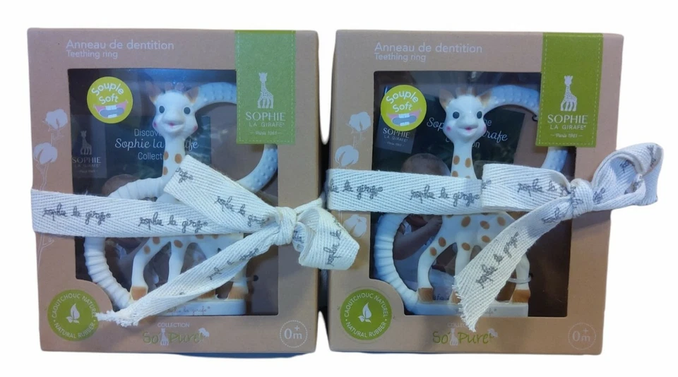 2pk Sophie La Girafe - So Pure Collection Soft Baby Teething Ring 0m+  - Image 1 of 1