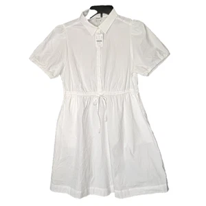 New J Crew Collared Short Sleeve Tie Waist Mini Dress Size 10 CA432 Cottage - Picture 1 of 7