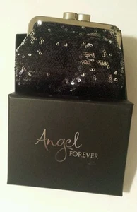 Victorias Secret NEW Black Silver Sequined Change Coin Purse Clutch Bling - Picture 1 of 3