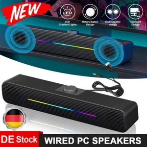 USB PC Lautsprecher Stereo Bass Speaker LED Multimedia Boxen für Computer Laptop - Bild 1 von 15