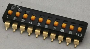 NEW A6S-0104 / A6S0104 Omron, DIP Switches 10 POS Flat Actuator SMT - Picture 1 of 2