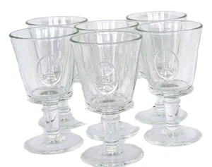Vintage La Rochere France Eiffel Tower Heavy Stemmed Clear 8 oz Glasses 6 Pc Set - Picture 1 of 8