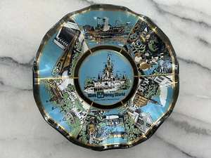 Vintage Walt Disney World Souvenir Glass Ruffled Dish Bowl Plate - Picture 1 of 1