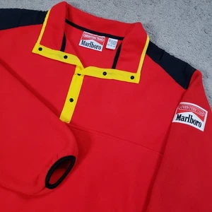 Vintage 90er Marlboro Adventure Team Fleece Pullover Jacke 1/4 Druckknopf rot Herren Large - Bild 1 von 10