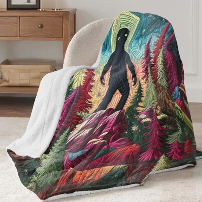 Bigfoot-Sherpa-Decke, Geschenke mit Bigfoot-Sasquatch-Motiv, Schlafzimmerdekor - Bild 1 von 4