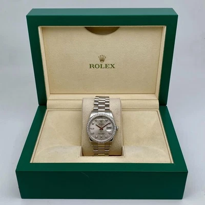 劳力士 President Day-Date 36 毫米白金钻石男士腕表 118346 — 第 1/4 张图片