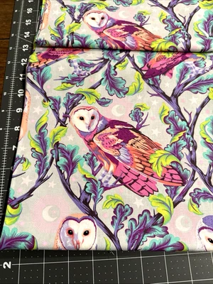 FQ Tula Rosa MOON GARDEN Algodón Edredón Tela Artesanal Púrpura NOCHTÁMBULO Pájaro FLORAL Foto 1 de 2