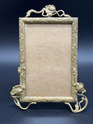 Marco de fotos vintage Art Nouveau caballete de vidrio trasero/pared estilo joven 2,5 x 3,5 Foto 1 de 4