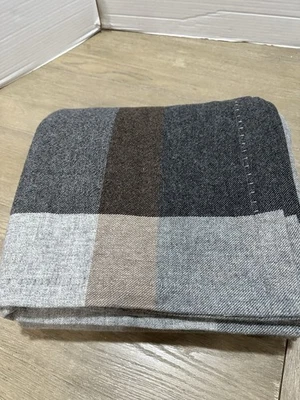Williams Sonoma Grayson Plaid lambswool blanket King 90x110" - Image 1 of 3