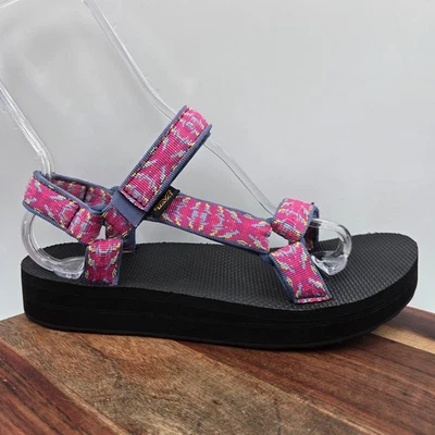 Sandalias universales Teva Midform para mujer 10 rosa púrpura con tiras plataforma cuña Foto 1 de 4