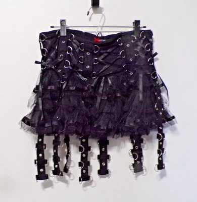 Falda Hell Bunny Negra con Acentos Plateados Talla 32" Cintura Foto 1 de 4