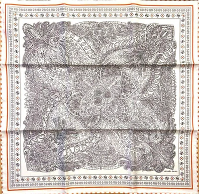 HERMES Carre 55 LE JARDIN DE LA MAHARANI Silk Scarf Bandana Orange Unused w/ Box - Image 1 of 4
