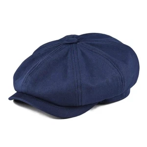 Men' s Newsboy Flat Cap 100% Cotton Gatsby Ivy Golf Cabbie Hat Navy Blue ... - Picture 1 of 8