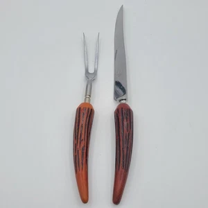 CROWN CREST Tranchierset Messer Gabel Sheffield England Faux Geweih Griffe - Bild 1 von 4