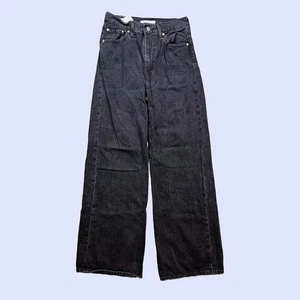 Pantalones de mezclilla Levi's Ribcage pierna ancha tiro alto negros grises para mujer talla 28 - Imagen 1 de 6