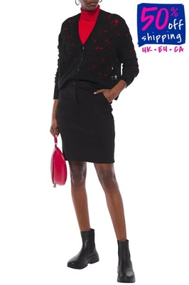 RRP €319 LOVE MOSCHINO Cardigan IT42 US6 UK10 M Wool Blend Open-Knit V-Neck - image 1 of 4