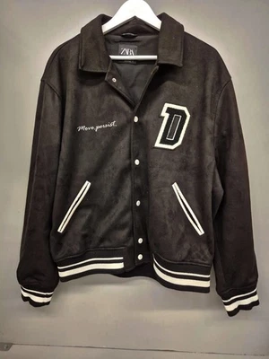 Мужская Zara черный размер XL на пуговицах Varsity куртка - Изображение 1 из 4