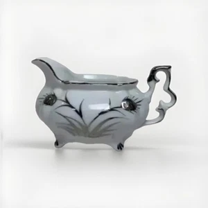 Vintage LEFTON China Platinum Wheat #225 Creamer Small Pitcher 5 Porcelain 2.25” - Picture 1 of 11