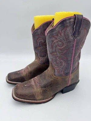 Dan Post Youth Majesty Leather Pink Square Toe Cowboy Boots DPC3947 Youth 5D GUC - Image 1 of 4