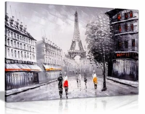 Paris Landschaft schwarz weiß rot Leinwand Wandbild Bild Druck - Bild 1 von 5