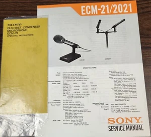 Sony ECM-21/2021 Electret Condenser Microphone Operating & Service Manual-OEM - Picture 1 of 1