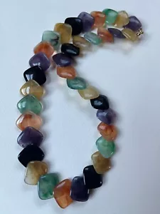 Vintage Purple Yellow Green Orange Black Plastic Tipped Square Overlapping Bead - Picture 1 of 9